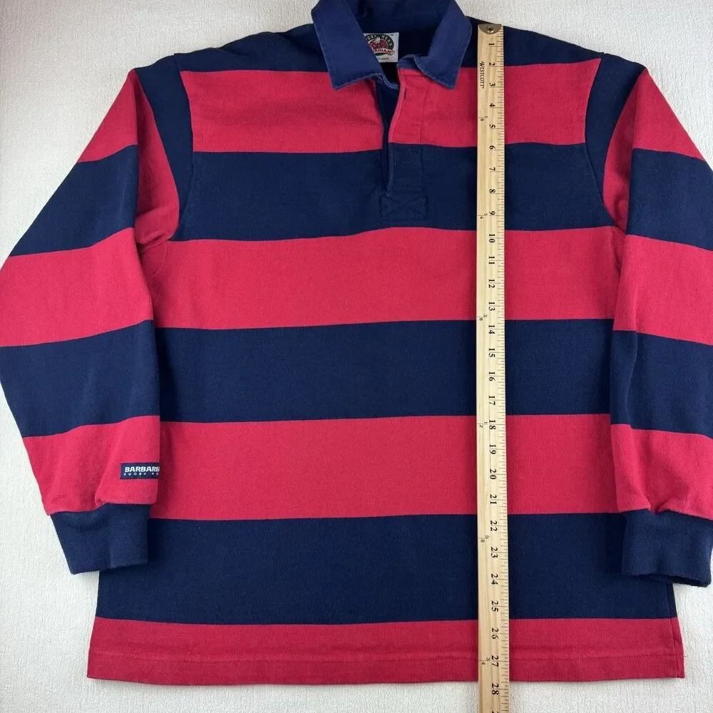 Vintage Rugby Wear Barbarian Rugby Shirt Large Red Navy Striped Heavyweight